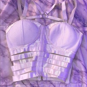 White crop top corset